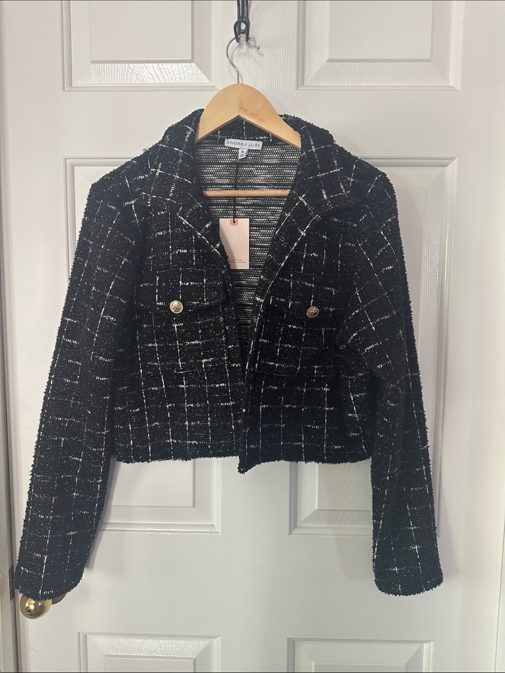 Classic Crop Tweed Style Blazer NWT